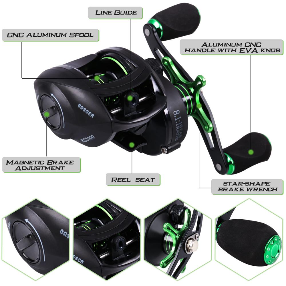 Sougayilang 4Section M Power Carbon Fiber Baitcsting Rod Full Kit Casting Reel Set 100M Fishing Line Lures Hooks Jig Head Pesca