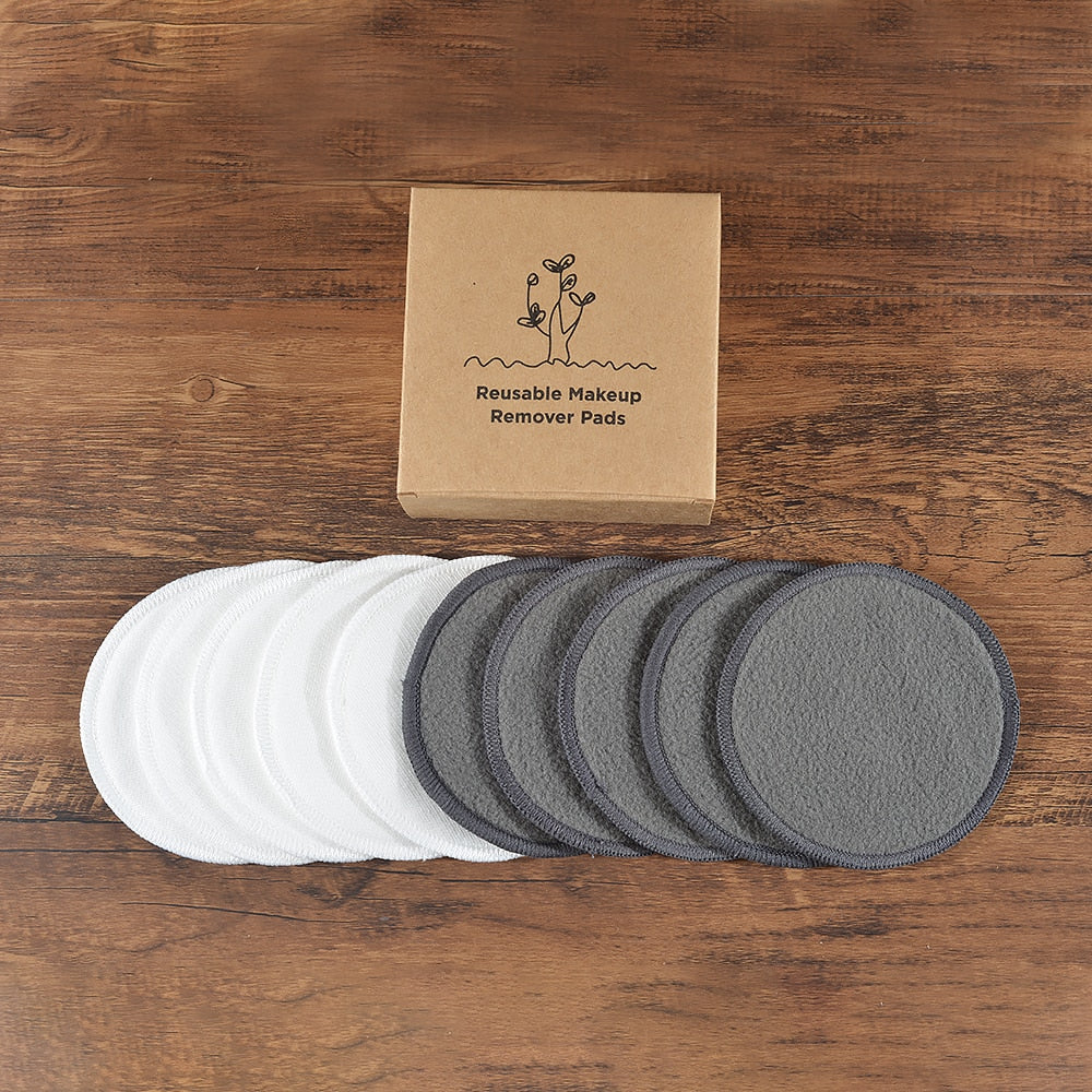 Cotton Demaquillant 10Pcs Bamboo Makeup Remover Reusable Cotton Pads Washable Rounds Clean Facial Cotton Reusable Makeup Tools