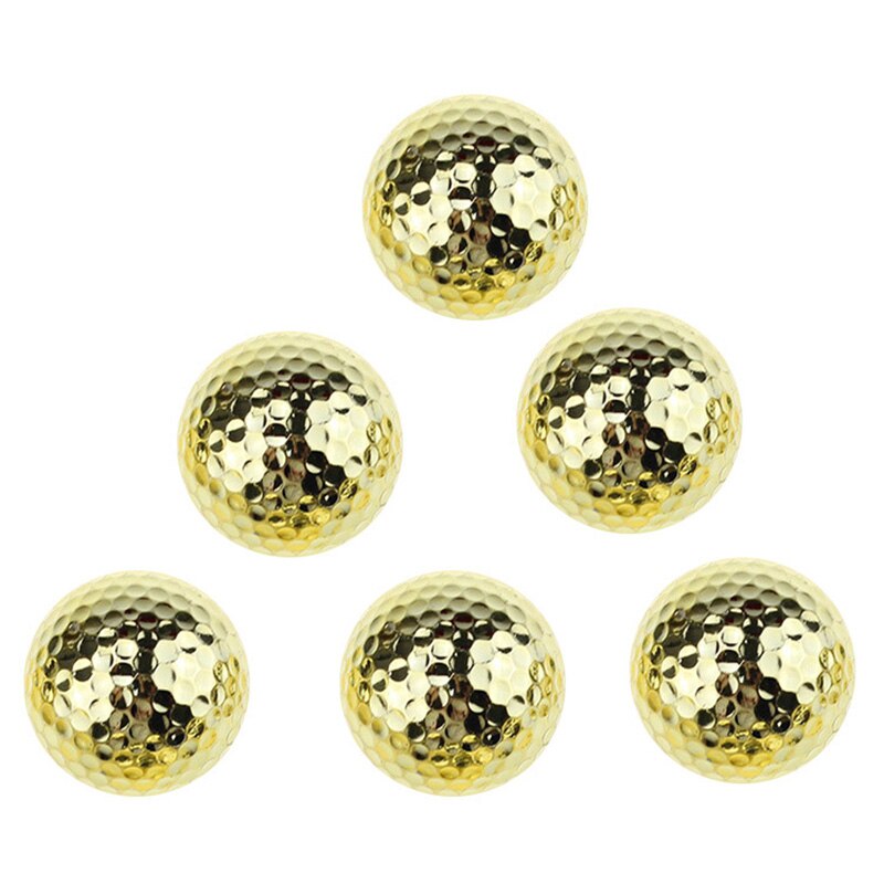 CRESTGOLF 6 Pcs Two Layer Golden Golf Balls Golf Practice Balls Training Two Pieces Balls
