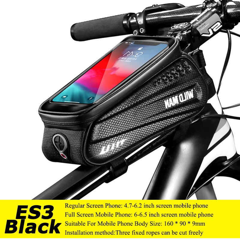 WILD MAN Hard Shell Bicycle Bag 6.2" Reflective Rainproof Touch Screen Phone Case Bag Bike Top Tube Bag Cycling Accessories