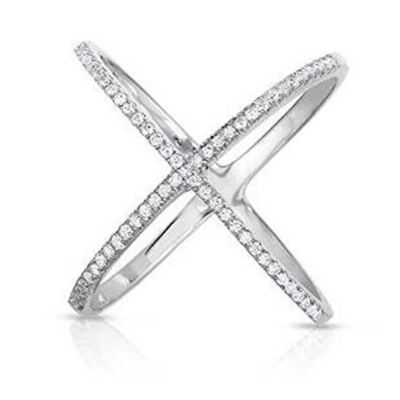 Choucong Lovers Cross Promise Ring 925 Sterling Silver Pave AAAAA Zircon Cz Engagement Wedding Band Rings for Women Jewelry