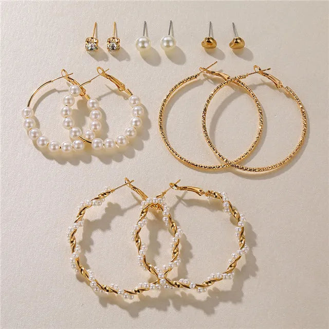 FNIO Big Simulated Pearl Earrings 2019 for Women Lover Geometric Round Heart Drop Dangle Earring Korean Statement Jewelry