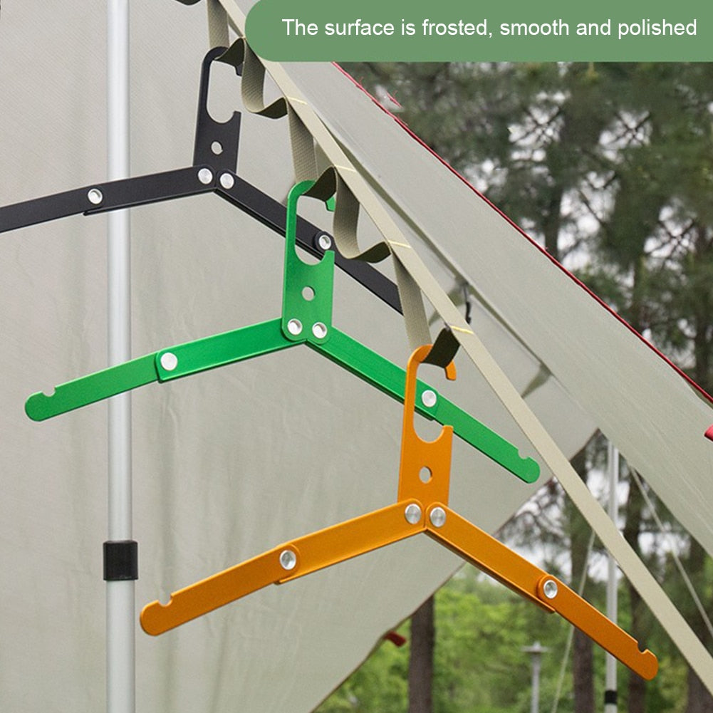 New Aluminum Alloy Folding Clothes Hanger Outdoor Camping Coat Drying Rack Space