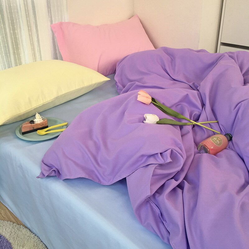 Bedding Set Bed Sheet Set Duvet Cover Set King Size Queen Size Comforter Sets Luxury Bedroom Anime Cute Pink