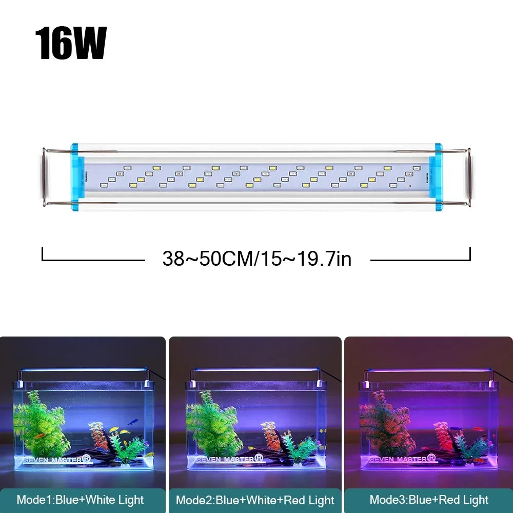 18-75cm Super Slim LEDs Aquarium Lighting Aquatic Plant Light Extensible Waterproof Clip on Lamp for Fish Tank 90-260v