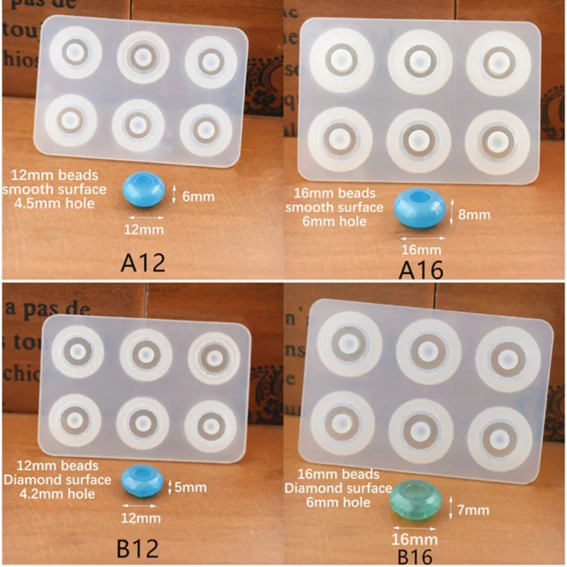 SNASAN Silicone Mold for 12mm 16mm Beads With Big Hole Jewelry Making Necklace Bracelet Bead Epoxy Resin Silicone Mould Handmade