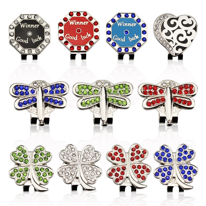 Bling Diamond Glitter Golf Ball Mark Plus Magnet Alloy Golf Hat Clip Multi Colors Golf Training Aids Golf Marker for Golfer Fans