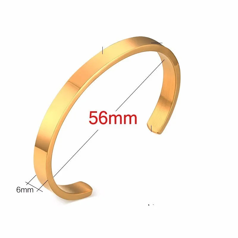 Solid Golden Flat 6mm 8mm Cuff Bangles for Men Bracelet Brackelts Brazalet Bileklik Braslet