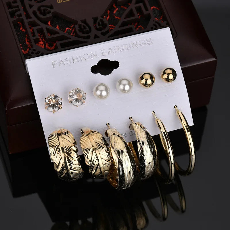 Modyle New Hot Sell Small Stud Earrings Set for Women Girl Punk Stud Earrings Set Personality Party Jewelry Brincos