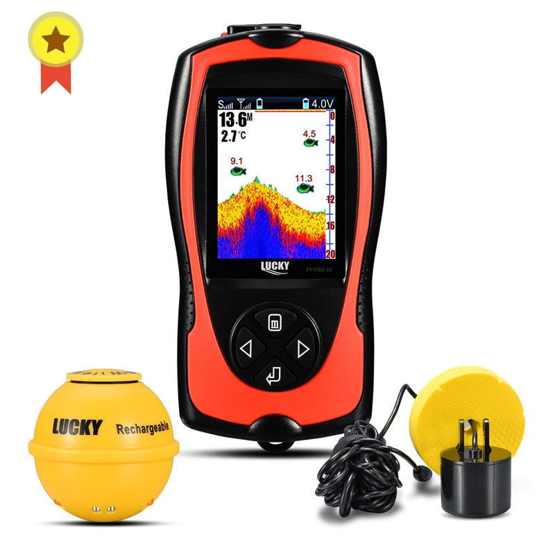 LUCKY FF1108-1CLA Portable Echo Sounder for Ice Fishing Depth Sonar Sounder Alarm Waterproof Sonar Fish