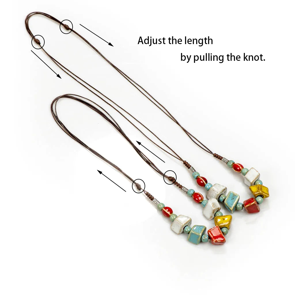 Colorful Irregular Shape Ceramic Beads Neckalce Artware Antique Necklaces & Pendants for Women #FY567