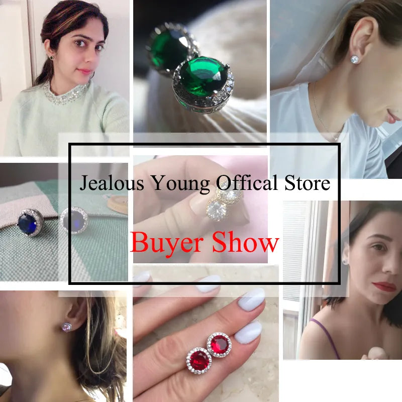 Classic Green AAA Cubic Zirconia Stud Earrings Round Crystal Girl Ear Studs for Women Multicolor Jewelry Brincos AE176