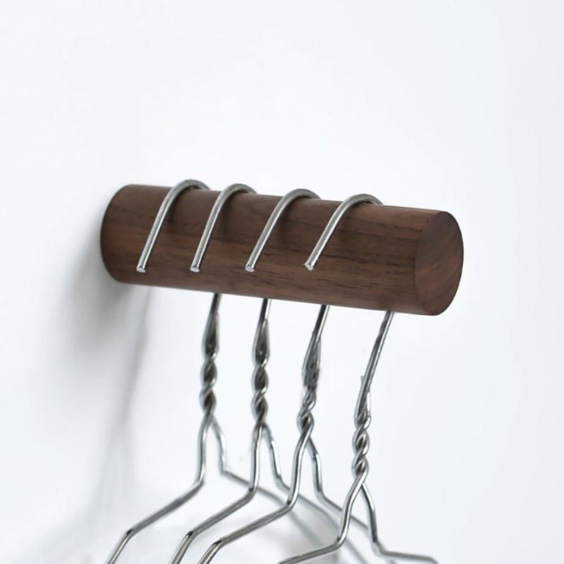 Natural Wood Clothes Hanger Wall Mounted Coat Hook Decorative Key Holder Hat Sca