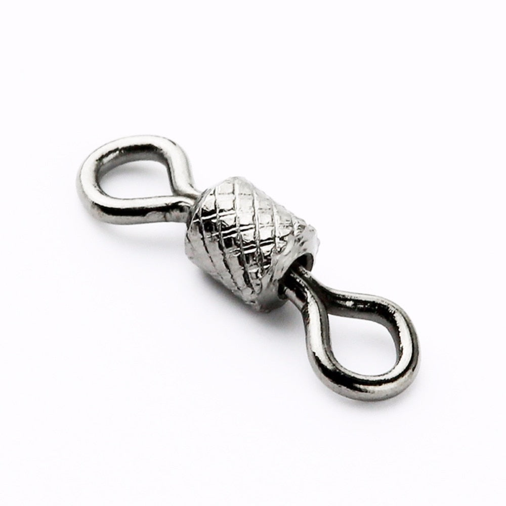 50pcs/Box Stainless Steel Fishing Connector Barrel Swivel Rolling Ball Sinker Tool Tackle Goods for Fly Fishing Hook Lure