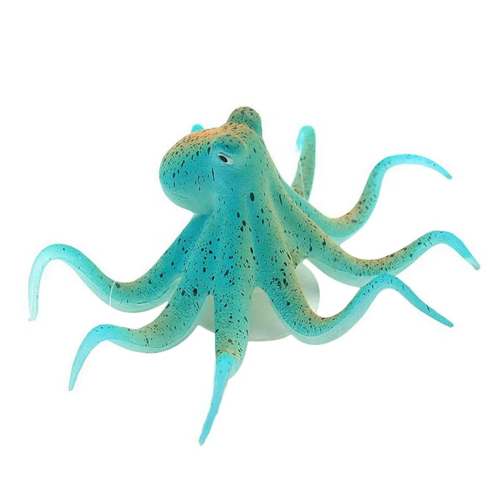 Fluorescent Artificial Octopus Aquarium Ornament With Suction Cup Fish Tank Decoration