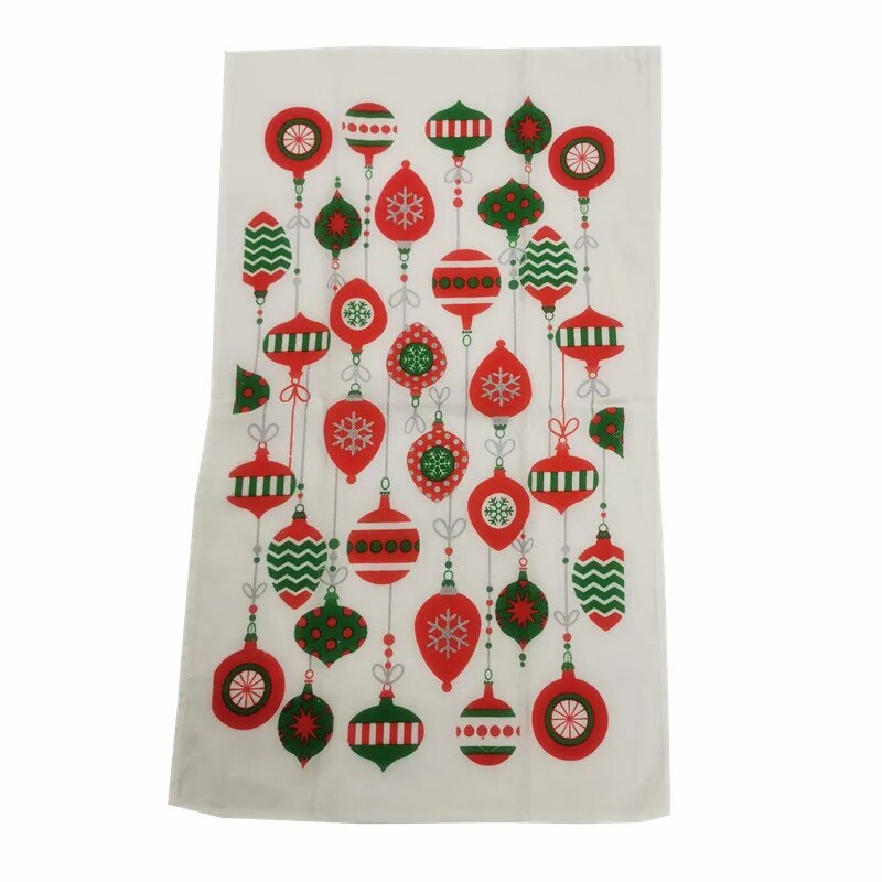 1Pc 38x65cm Thin Christmas Santa Claus Printed Polyester Kitchen Dishcloth Cleaning Cloth Tea Towel Xmas Party