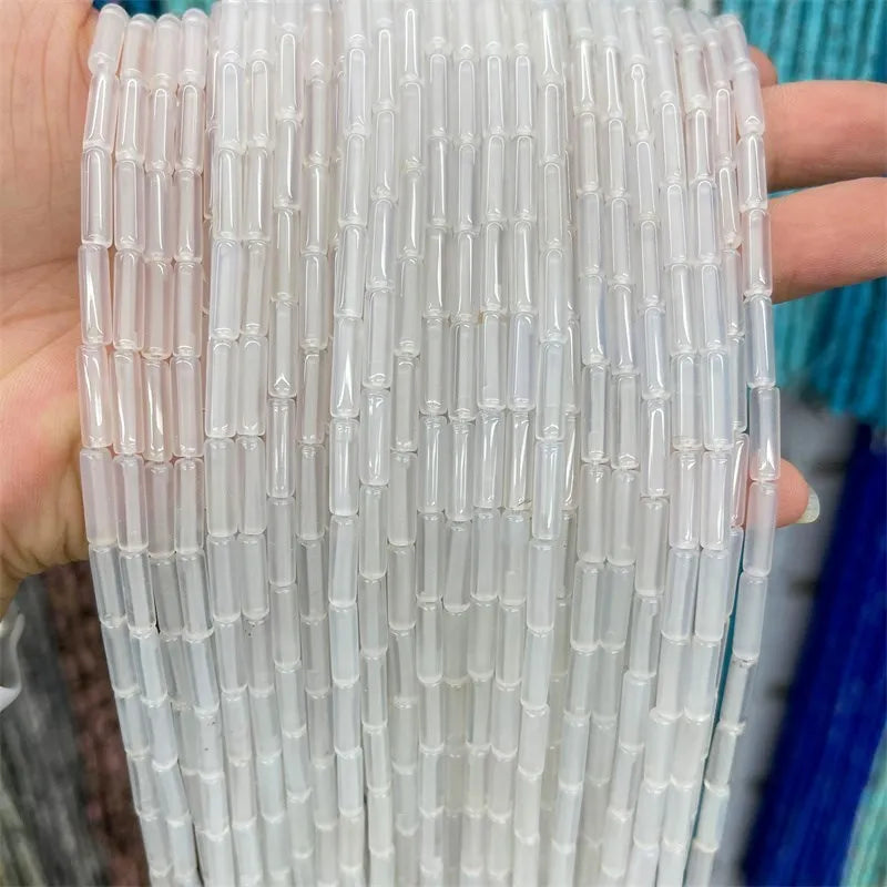 4*13mm Natural Stone Agate Jasper Turquoise Tube Shaped Beads Loose Cylindrical Bead for Jewelry Making DIY Bracelet Accessory