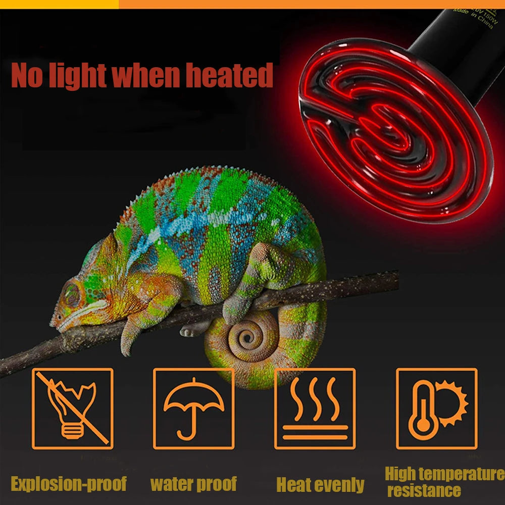 Pet Reptile Heating Lamp 25/50/75/100/150/200w Turtle Ceramic Infrared Lamp Reptile Bulb Temperature Control Equipment 110v/220v