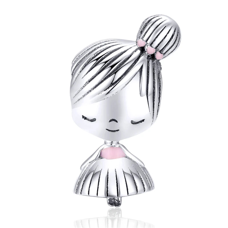 BISAER 925 Sterling Silver Couple Girl Boy Pendant Charm Pineapple Strawberry Dessert Beads for Women Bracelet DIY Fine Jewelry