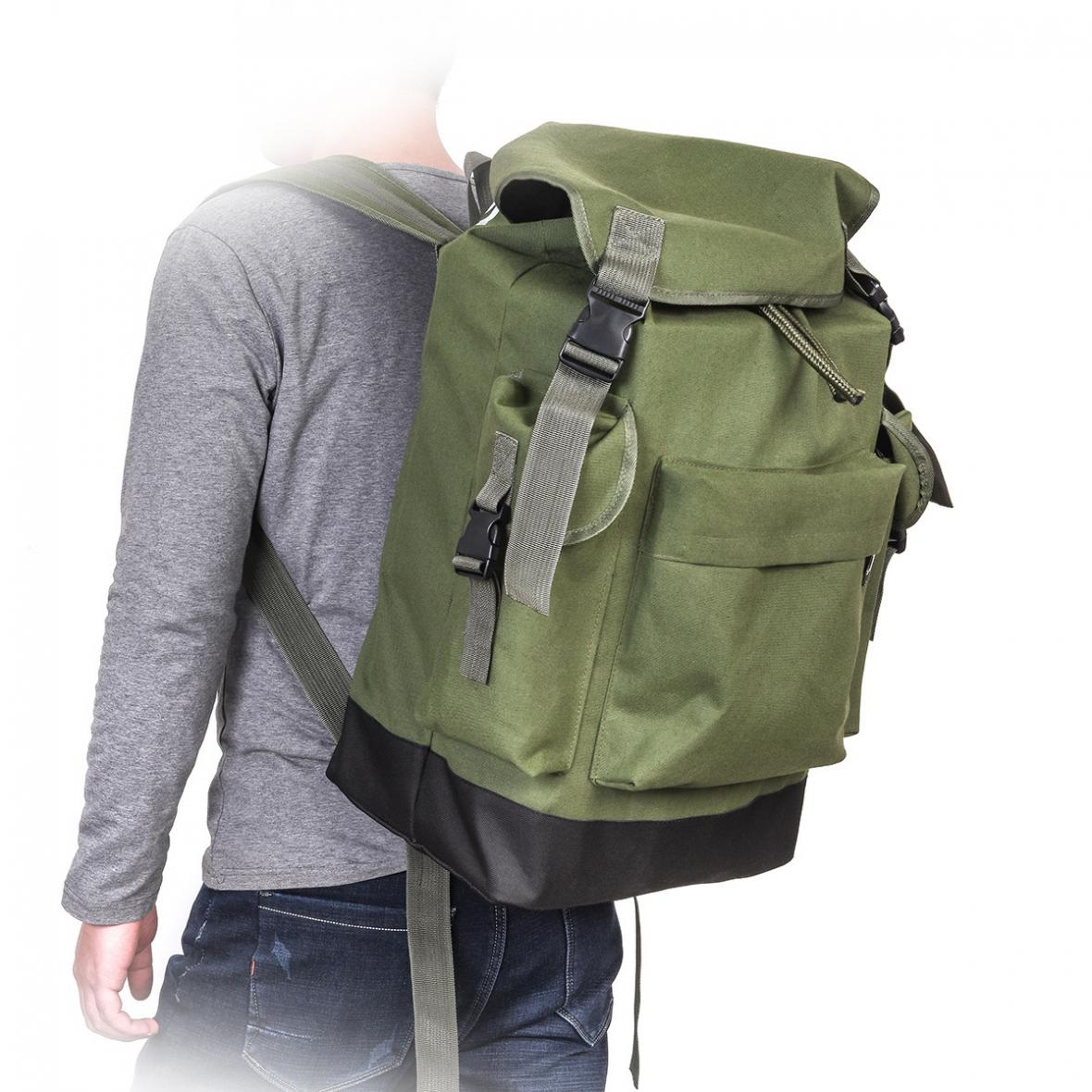 70L Large Capacity Multifunctional Army Green Canvas Carp Fishing Bag Fishing Tackle Backpack Durable and Wear-Resistant to Use.
