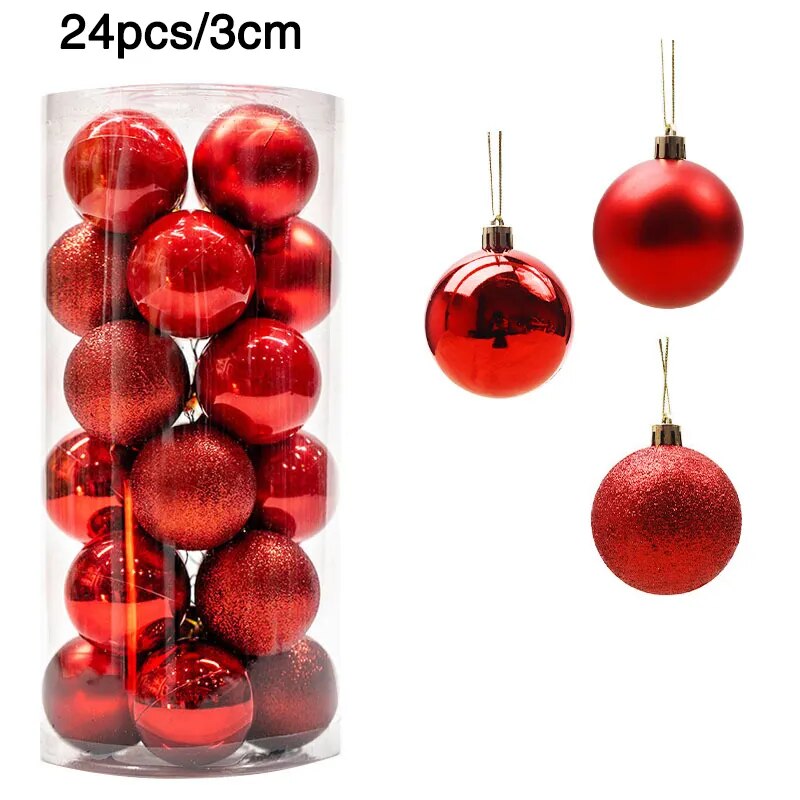 24/36pcs Christmas Balls Christmas Tree Ornament Hanging Pendent Xmas Decoration 2023 Christmas Ornaments Navidad 2024
