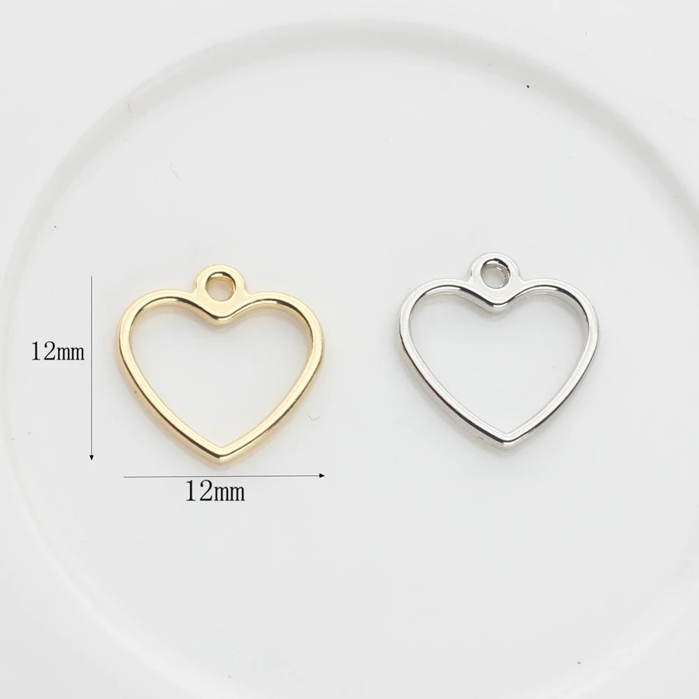 20pcs/Lot 12MM Zinc Alloy Mini Sweet Hollow Love Heart Shape Charms for DIY Earrings Jewelry Making Accessories