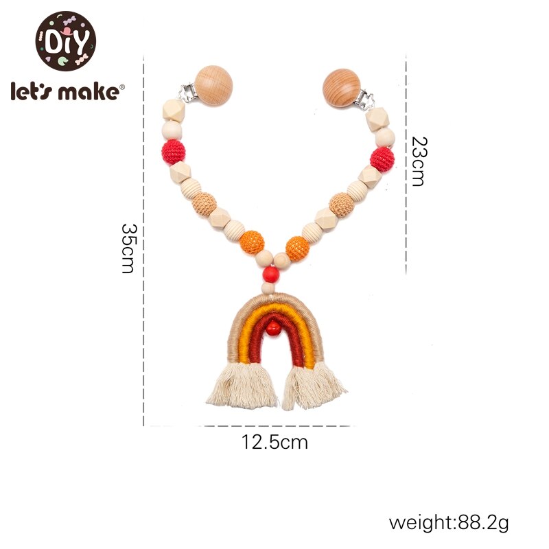 Let's Make Wood Teether Baby Bed Hanging Rattles Toy Make Noise Bird Elephant Shape Crochet Beads Bracelet Pram Clip Baby Rattle