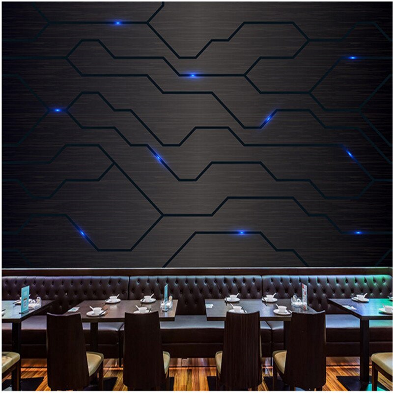 3D Black Metal Circuit Board Industrial Decor Wall Paper Technology Company Decor Mural E-Sports Hall Internet Bar KTV Wallpaper