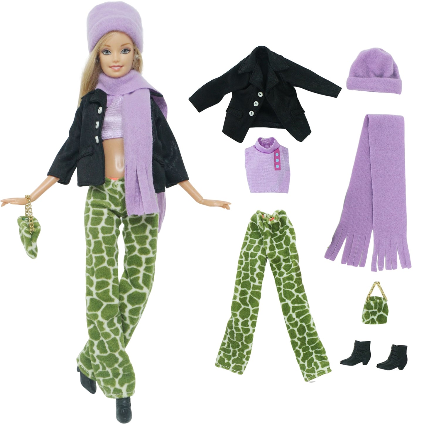 Lot Doll Outfit Playset Coat Dress Shirts Vest Shorts Trouser Blousers Bags Shoes Hat Cool Clothes for Barbie Doll Accessories