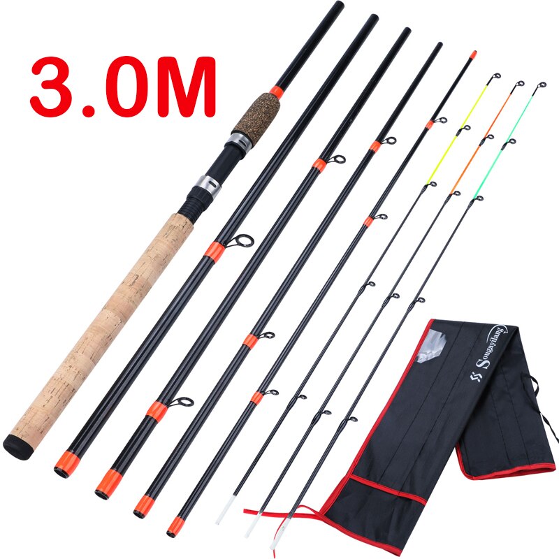 Sougayilang Feeder Fishing Rod Telescopic Spinning/6 Sections Travel Rod 3.0 3.3 3.6m Pesca Carp Feeder 60-180g Pole Fish Tackle