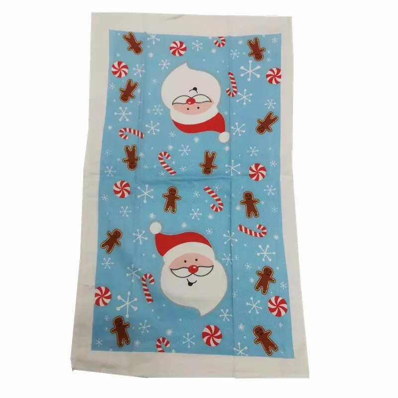1Pc 38x65cm Thin Christmas Santa Claus Printed Polyester Kitchen Dishcloth Cleaning Cloth Tea Towel Xmas Party