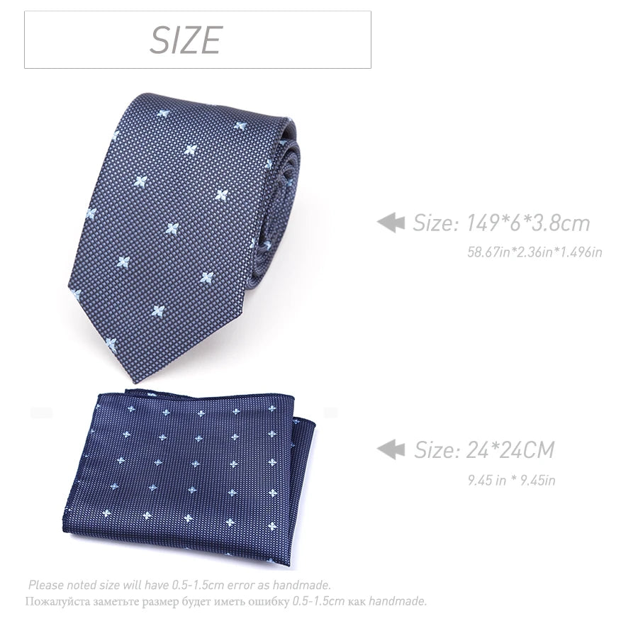 XGVOKH Men Tie Cravat Set Fashion Wedding Ties for Men Hanky Necktie Dot Striped Gravata Jacquard Tie Social Party Accessories