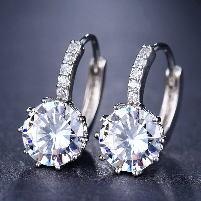 Classic Green AAA Cubic Zirconia Stud Earrings Round Crystal Girl Ear Studs for Women Multicolor Jewelry Brincos AE176