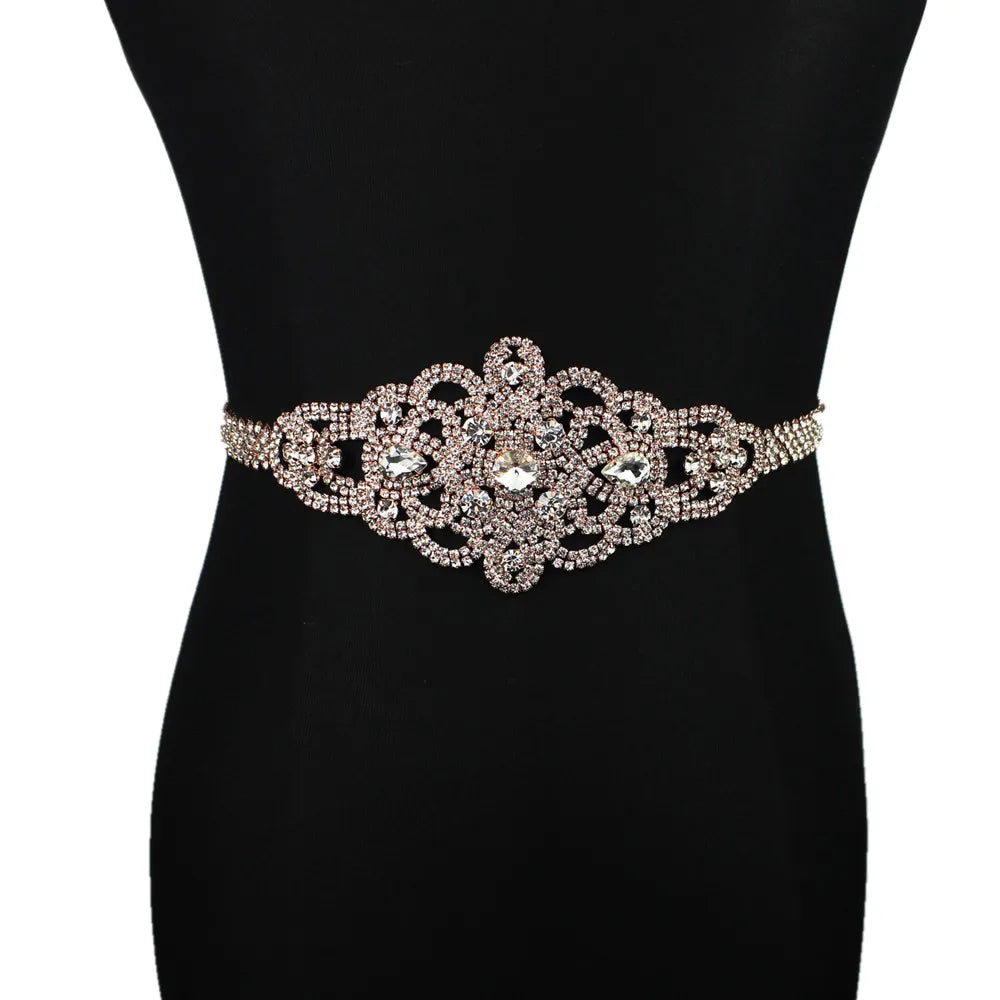 Handmade Silver Bridal Belt Rhinestone Waistband Applique for Evening Prom Dresses Wedding Decoration White Beige Sash Ribbon