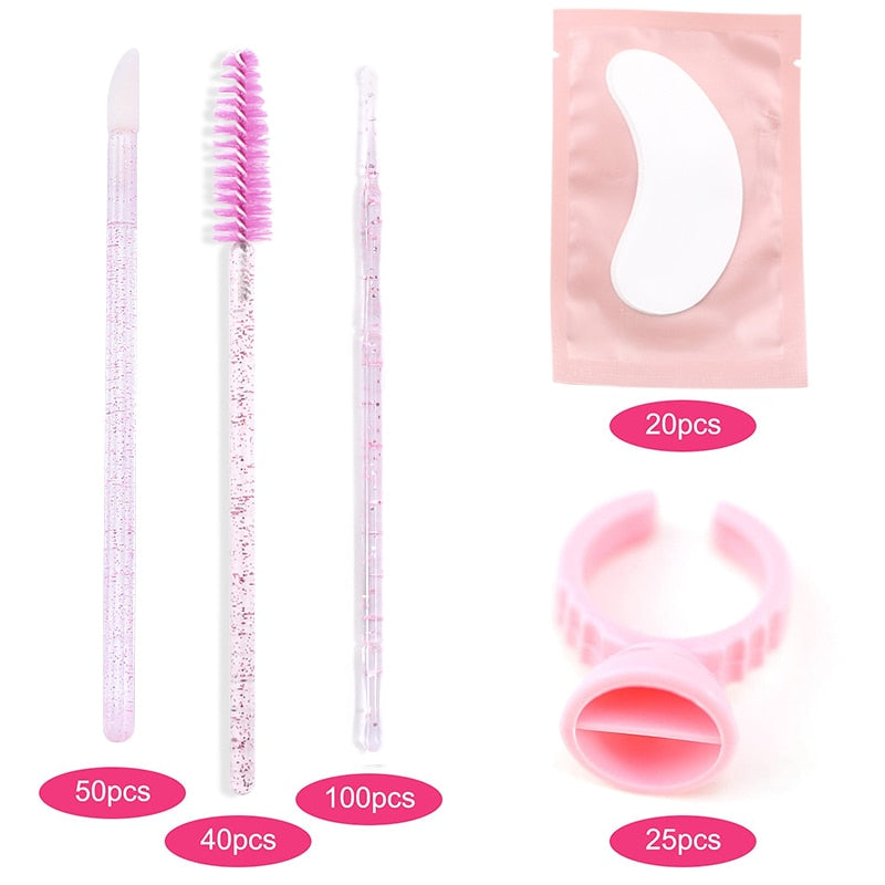 Eyelash Extension Set With Box Lashes Micro Brush Tape Glue Ring Eye Pad Disposable Mascara Applicator Eyelashes Tool