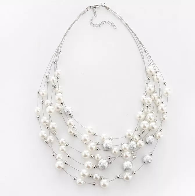 KMVEXO 2020 New Fashion Jewelry Gold Color Multi Layer Chains Imitation Pearl Necklaces for Women Party Wedding Bride Necklace