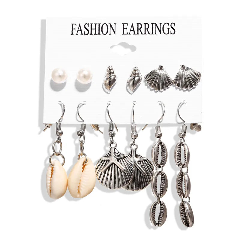 17KM 30 Boho Tassel Earrings Bohemian Long Earrings Set for Women Brincos Geometric Fabric Drop Earring Female Fashion Jewelry