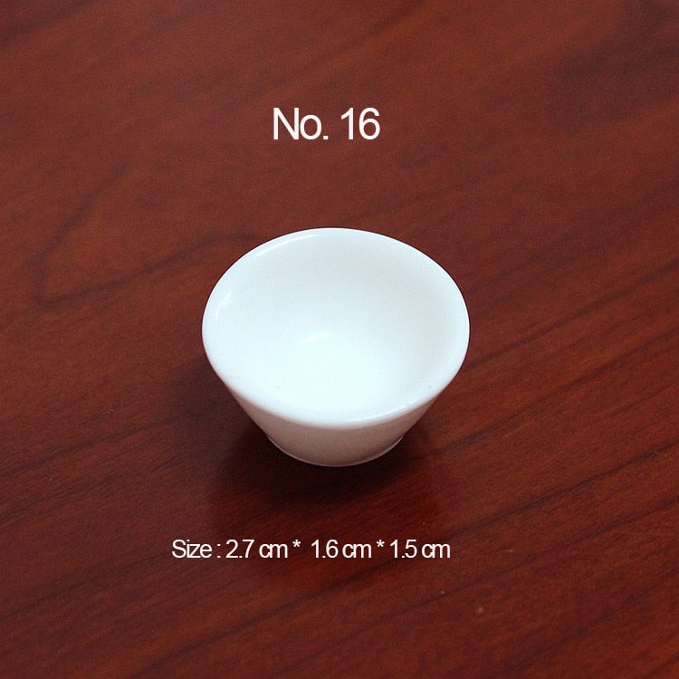 10pcs White Plate Dishes Simulation Plates Miniature Pretend Play Kitchen Toys Dinner Tableware Doll House Accessories Kids