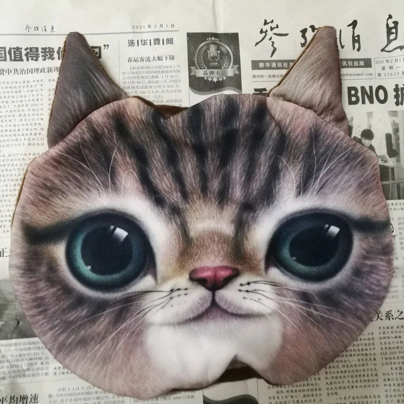 Newest 2024 3D Printed Dog Cat Face Car Headrest Neck Rest Auto Neck Safety Cushion Car Neck Support Headrest Without Filler
