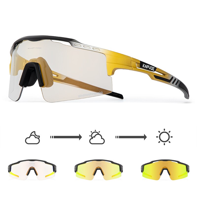 Kapvoe New Photochromic Men Women Sunglasses MTB Road Cycling Glasses Outdoor Sports Glasses UV400 Bicycle Eyewear Bike Goggles