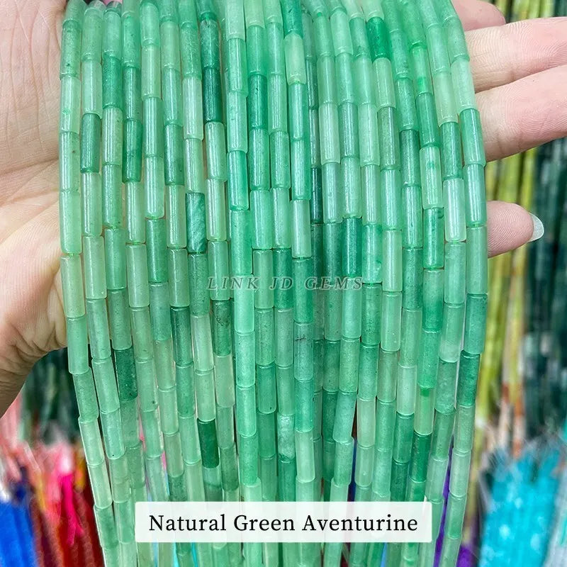 4*13mm Natural Stone Agate Jasper Turquoise Tube Shaped Beads Loose Cylindrical Bead for Jewelry Making DIY Bracelet Accessory