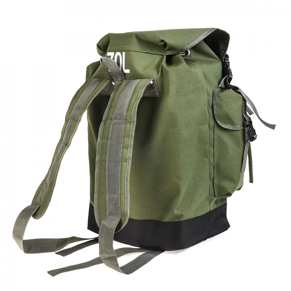 70L Large Capacity Multifunctional Army Green Canvas Carp Fishing Bag Fishing Tackle Backpack Durable and Wear-Resistant to Use.