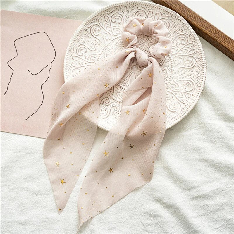 Santa Claus Bows Hair Scrunchies Long Ribbon Ponytail Scarf Hair Tie Women Girls Elastic Hair Bands Christmas Hair Accessories