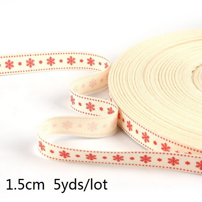 5yards Cartoon Printed Cotton Ribbons Hairbows Christmas Decoration for Home Gif