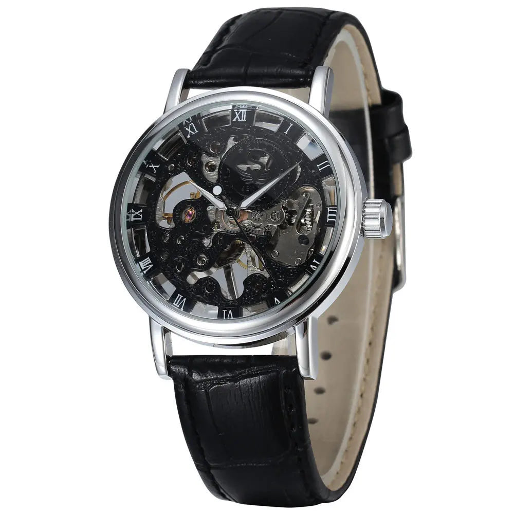 Casual New Fashion SEWOR Brand Skeleton Men Male Military Army Clock Classic Luxury Gold Mechanical Hand Wind Wrist Watch