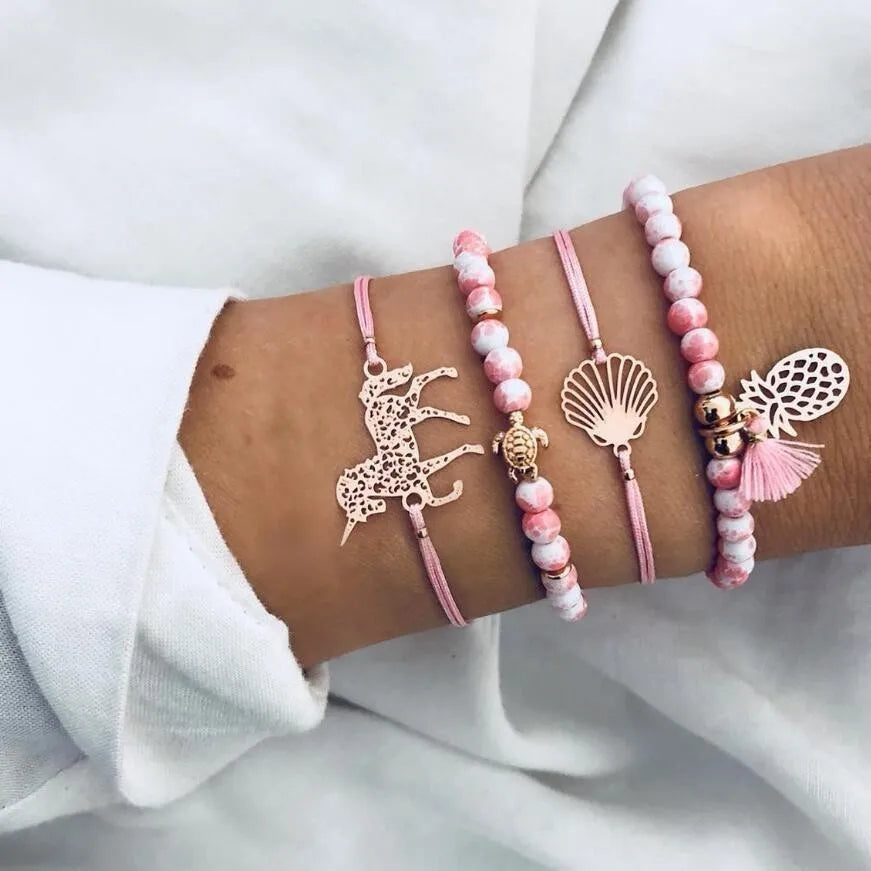 Boho Rope Bracelets & Bangles for Women Bohemian Beaded Charm Bracelet Femme Se Multilayer Jewelry Accessories Bijoux