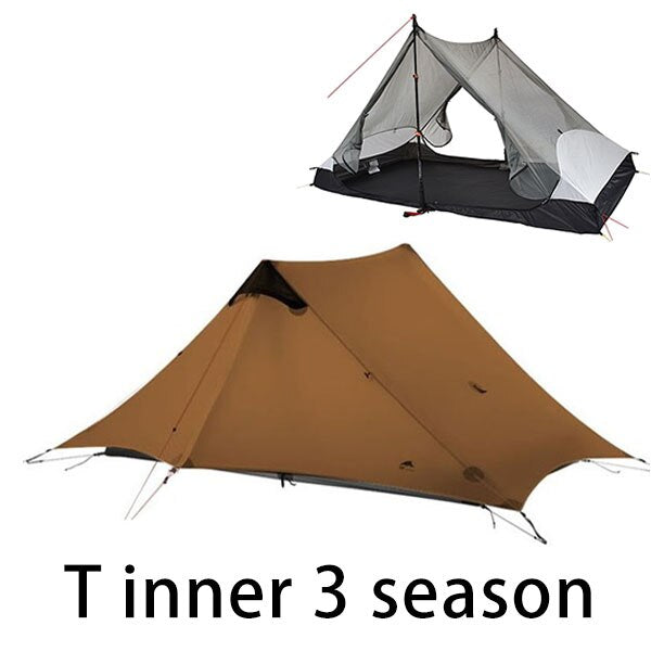 2023 T Zipper Inner Open Version LanShan 2 Two Person No-See-Um Light Weight 3 Seasons/4 Seasons 15D Silnylon Rodless Tent