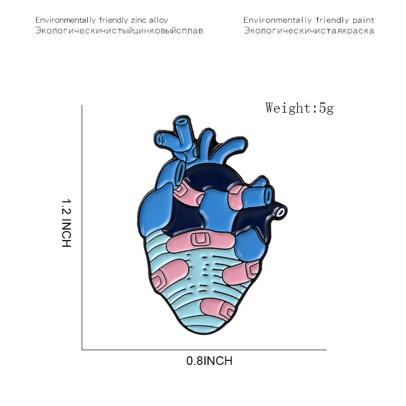 19style Anatomical Heart Enamel Pins Medical Anatomy Brooch Heart Neurology Pins for Doctor and Nurse Lapel Pin Bags Badge