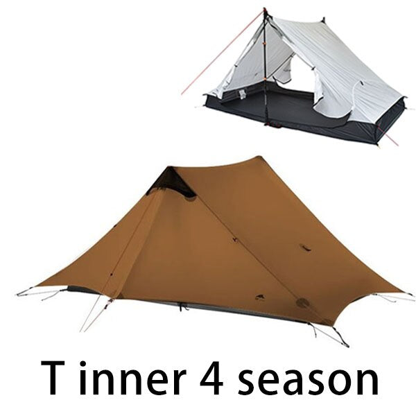 2023 T Zipper Inner Open Version LanShan 2 Two Person No-See-Um Light Weight 3 Seasons/4 Seasons 15D Silnylon Rodless Tent