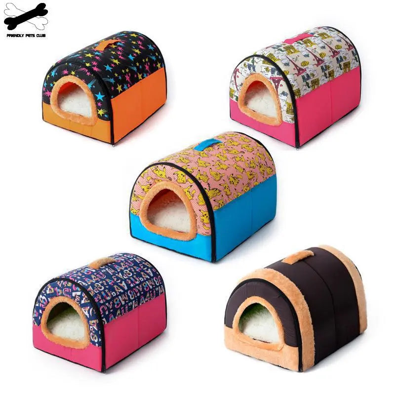 Large Pet Dog Bed Cat House Cave Comfortable Print Stars Kennel Mat for Pet Puppy Winter Summer Foldable Cat Bed Pet Supply